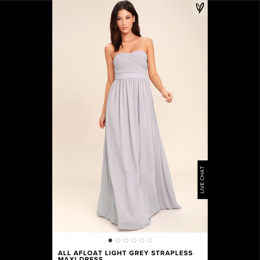NWT Lulu’s light grey strapless maxi dress Sz S